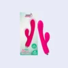 Vibrador tipo conejo Dona Fucsia con diseño curvado y función de calor