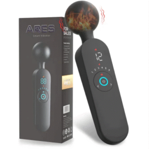 Vibrador masajeador de clítoris Ares tipo Hitachi, color rosa con calefacción y eje flexible