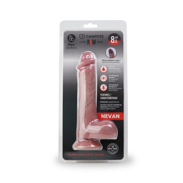 Dildo ultra realista Nevan con silicona líquida, vibración, rotación, calor y control vía app