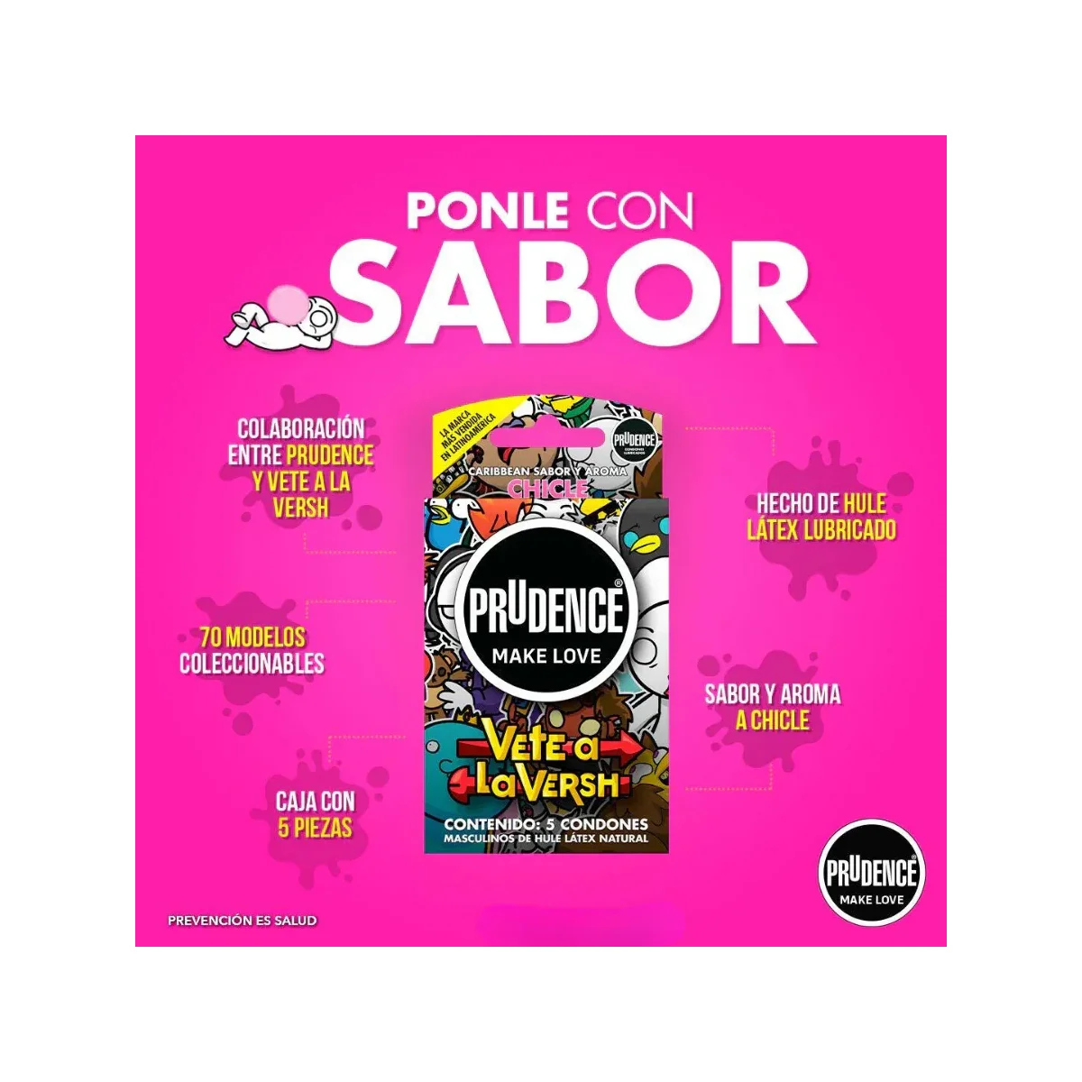 Condones Prudence Vete a La Versh Sabor y Color Chicle - Image 3