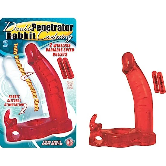DOUBLE PENETRATOR RABBIT COCKRING - RED