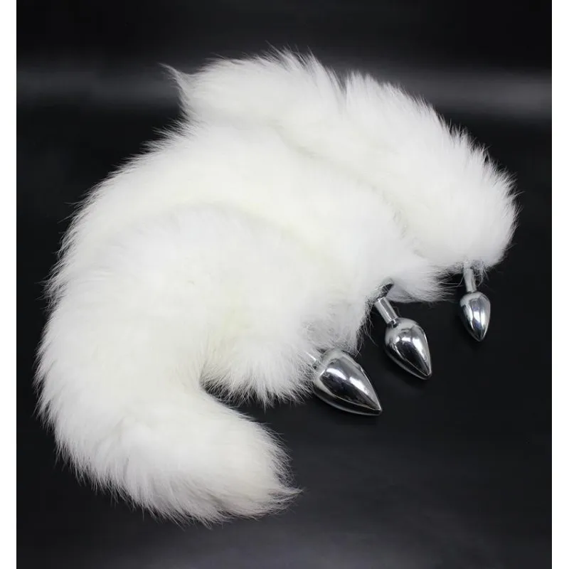 Plug Anal Metálico con Cola de Zorro Blanco - Placer y Fantasía - Image 2