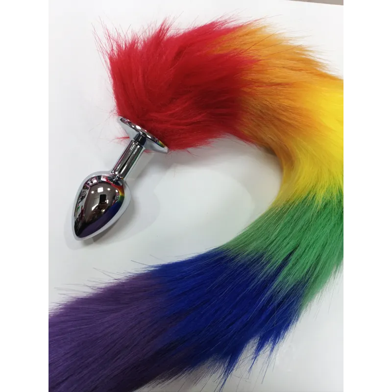 Plug Anal Cola de Zorro Rainbow - Acero Inoxidable