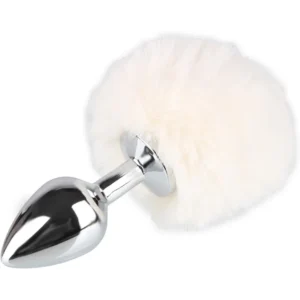 Plug Anal de Acero con Cola de Conejo Blanca - Cosplay