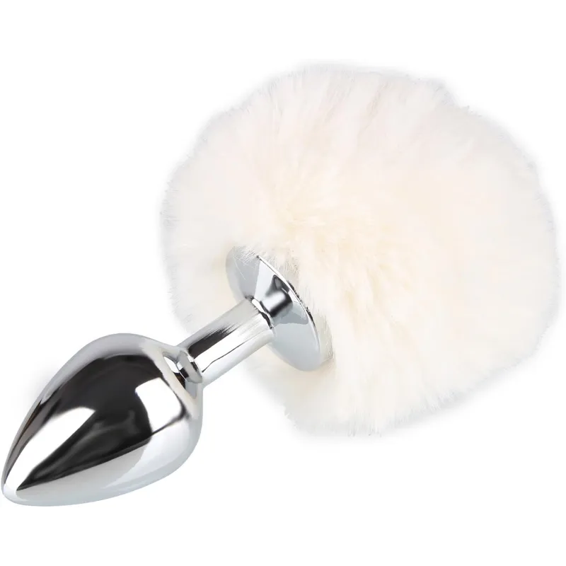 Plug Anal de Acero con Cola de Conejo Blanca - Cosplay