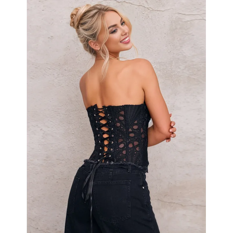 Corset Negro de Encaje con 14 Varillas - Silueta Definida - Image 2