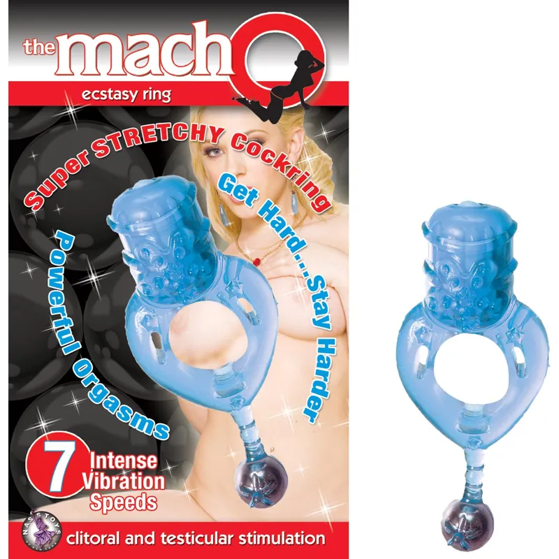 Anillo Vibrador Elástico The Macho - 7 Velocidades Azul