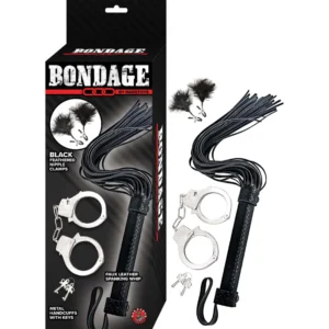 Kit Bondage Nasstoys: Esposas, Látigo y Pinzas - Negro